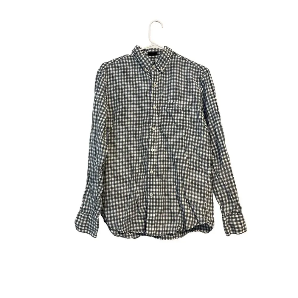 J. Crew Baird McNutt Irish Linen Checked Button Down Shirt Slim Fit M
